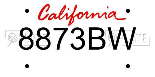 8873BW California License Plate