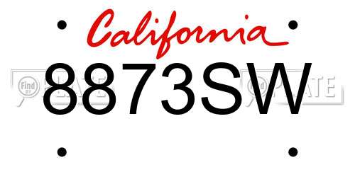 8873SW California License Plate