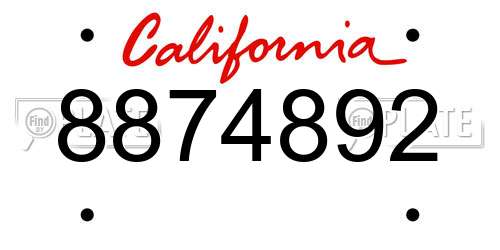 8874892 California License Plate
