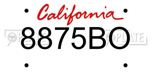 8875BO California License Plate