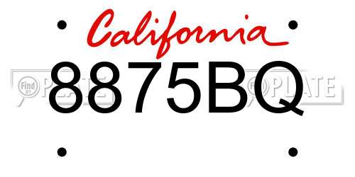 8875BQ California License Plate
