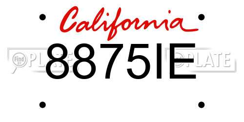 8875IE California License Plate