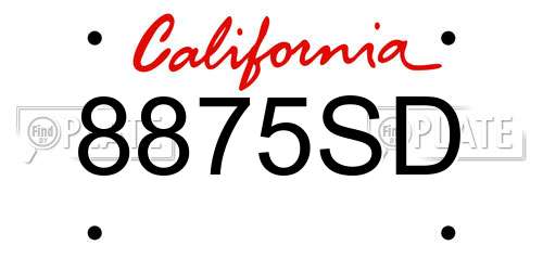8875SD California License Plate