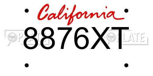 8876XT California License Plate
