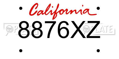 8876XZ California License Plate
