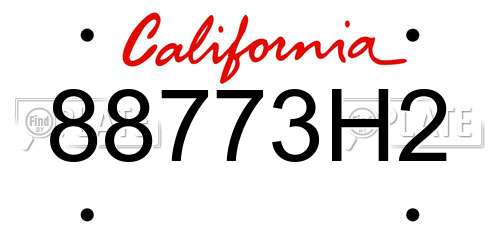 88773H2 California License Plate