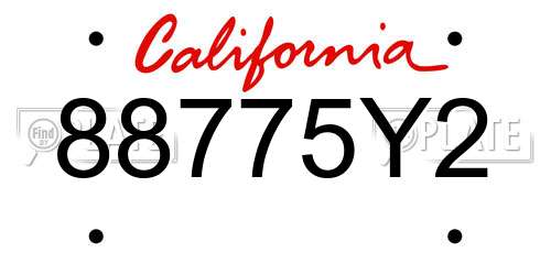 88775Y2 California License Plate