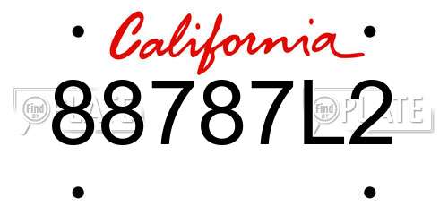 88787L2 California License Plate