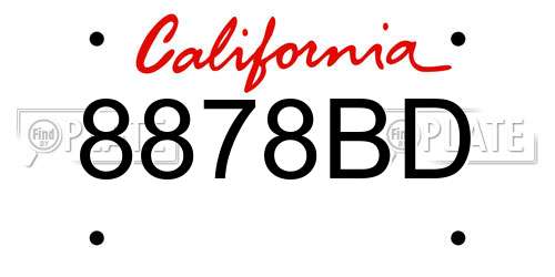 8878BD California License Plate
