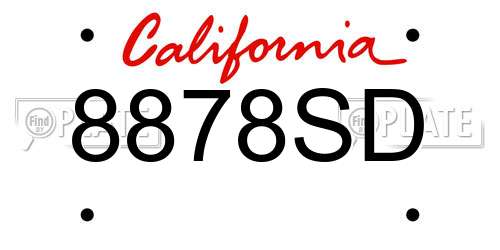 8878SD California License Plate