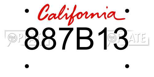 887B13 California License Plate