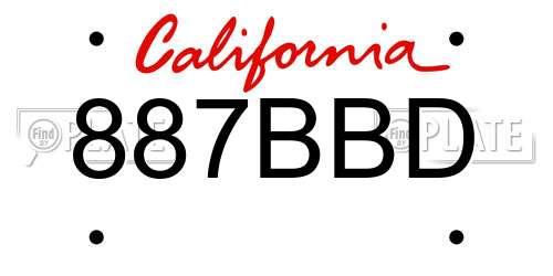 887BBD California License Plate