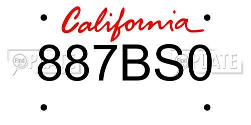 887BS0 California License Plate