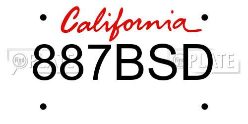 887BSD California License Plate