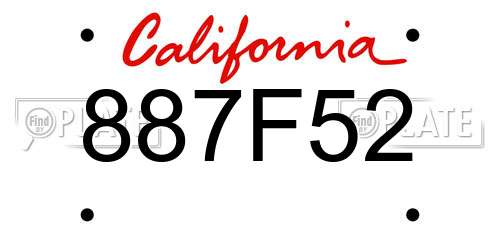 887F52 California License Plate