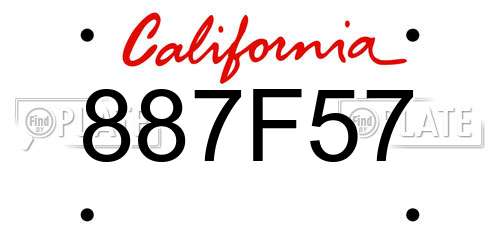 887F57 California License Plate