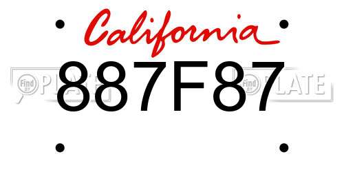 887F87 California License Plate