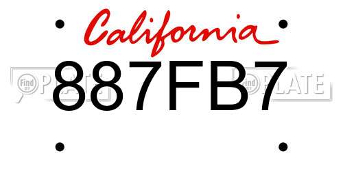 887FB7 California License Plate
