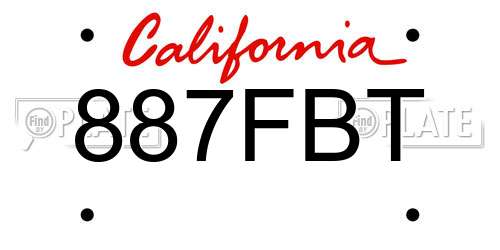 887FBT California License Plate