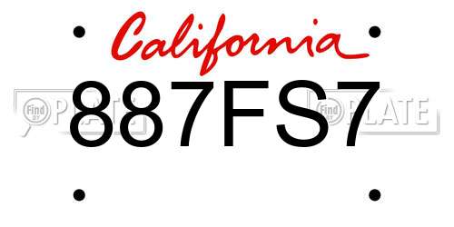 887FS7 California License Plate