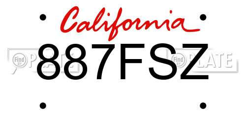 887FSZ California License Plate