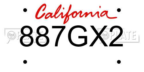 887GX2 California License Plate