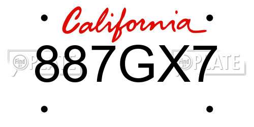 887GX7 California License Plate