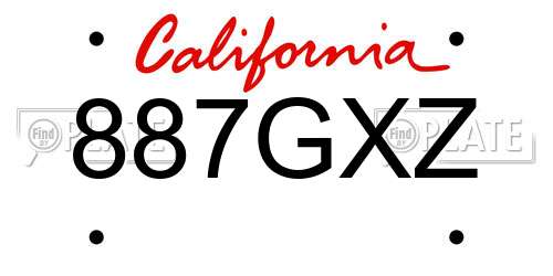 887GXZ California License Plate