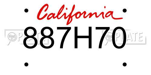 887H70 California License Plate