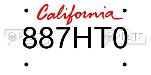 887HT0 California License Plate