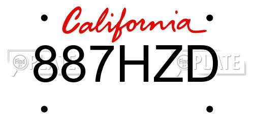 887HZD California License Plate