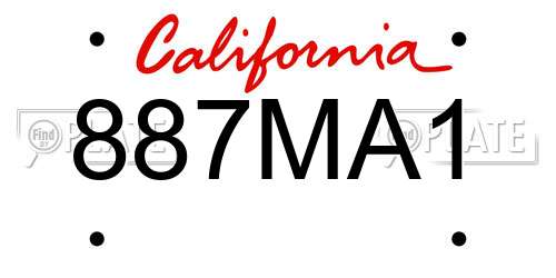 887MA1 California License Plate