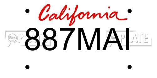 887MAI California License Plate