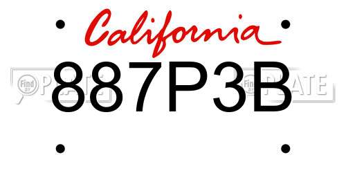 887P3B California License Plate