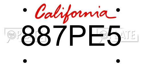 887PE5 California License Plate