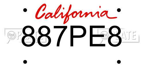 887PE8 California License Plate