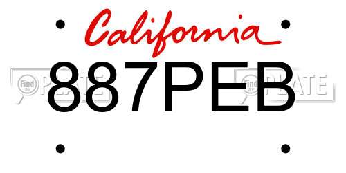887PEB California License Plate