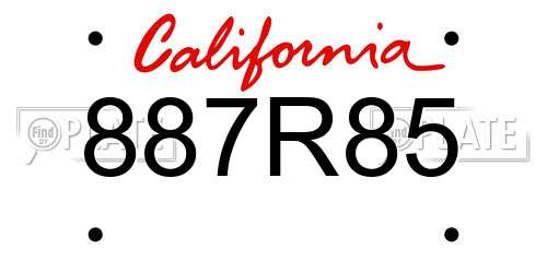 887R85 California License Plate
