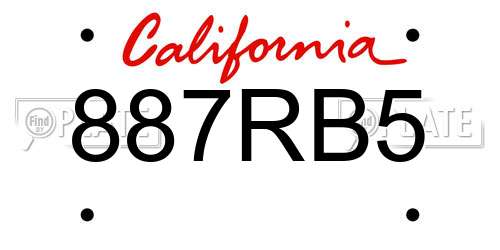 887RB5 California License Plate