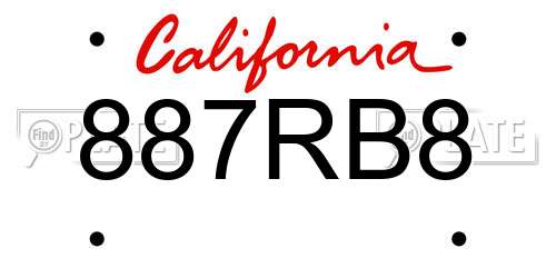 887RB8 California License Plate