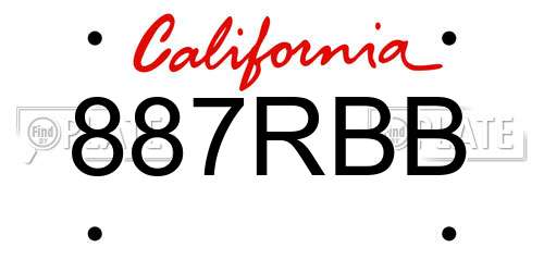 887RBB California License Plate