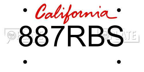 887RBS California License Plate