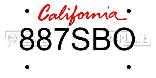 887SBO California License Plate