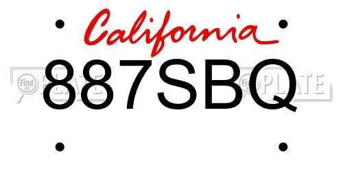 887SBQ California License Plate