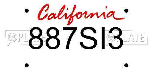 887SI3 California License Plate