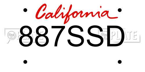 887SSD California License Plate
