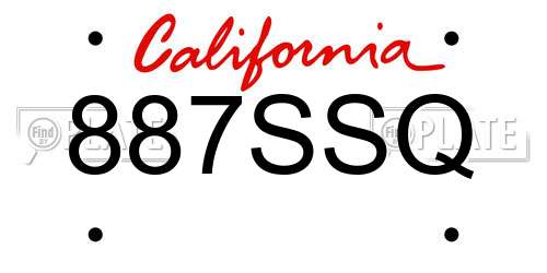 887SSQ California License Plate