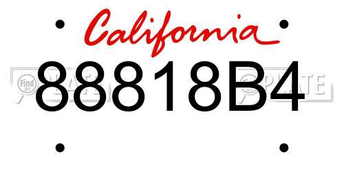 88818B4 California License Plate