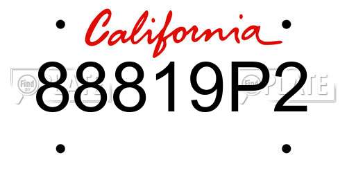 88819P2 California License Plate