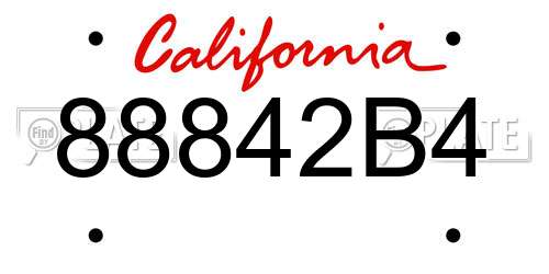 88842B4 California License Plate